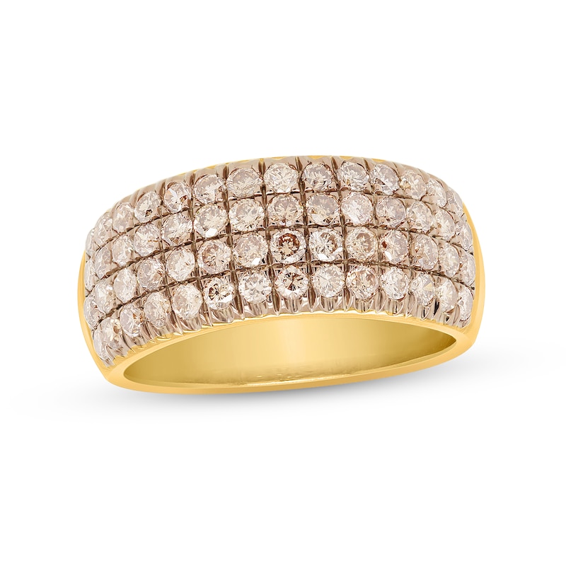 Main Image 1 of 1 CT. T.W. Champagne Diamond Four Row Band in Sterling Silver with 14K Gold Plate