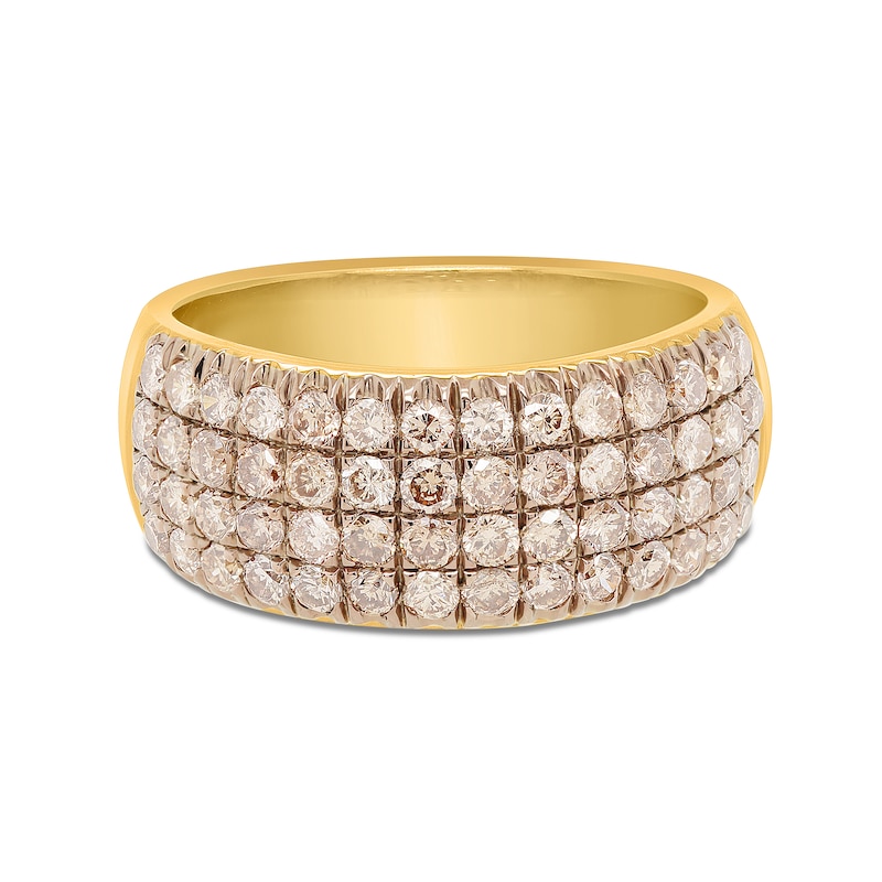 Main Image 2 of 1 CT. T.W. Champagne Diamond Four Row Band in Sterling Silver with 14K Gold Plate