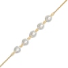 Thumbnail Image 1 of 4.0mm Akoya Cultured Pearl and Diamond Accent Five Stone Bracelet in 10K Gold – 8.0"