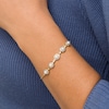 Thumbnail Image 2 of 4.0mm Akoya Cultured Pearl and Diamond Accent Five Stone Bracelet in 10K Gold – 8.0"