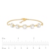 Thumbnail Image 4 of 4.0mm Akoya Cultured Pearl and Diamond Accent Five Stone Bracelet in 10K Gold – 8.0"
