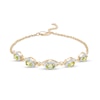 Thumbnail Image 1 of Oval Peridot and Diamond Accent Twist Five Stone Bracelet in 10K Gold – 8.0"
