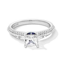 Vera Wang Love Collection 1 CT. T.W. Princess-Cut Diamond Double Row Engagement Ring in 14K White Gold (I/SI2)