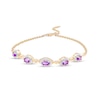 Thumbnail Image 1 of Oval Amethyst and Diamond Accent Twist Five Stone Bracelet in 10K Gold – 8.0"