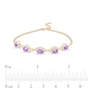 Thumbnail Image 3 of Oval Amethyst and Diamond Accent Twist Five Stone Bracelet in 10K Gold – 8.0"