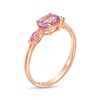 Thumbnail Image 3 of Sideways Oval Morganite, Marquise Pink Sapphire and Diamond Accent Ring in 10K Rose Gold