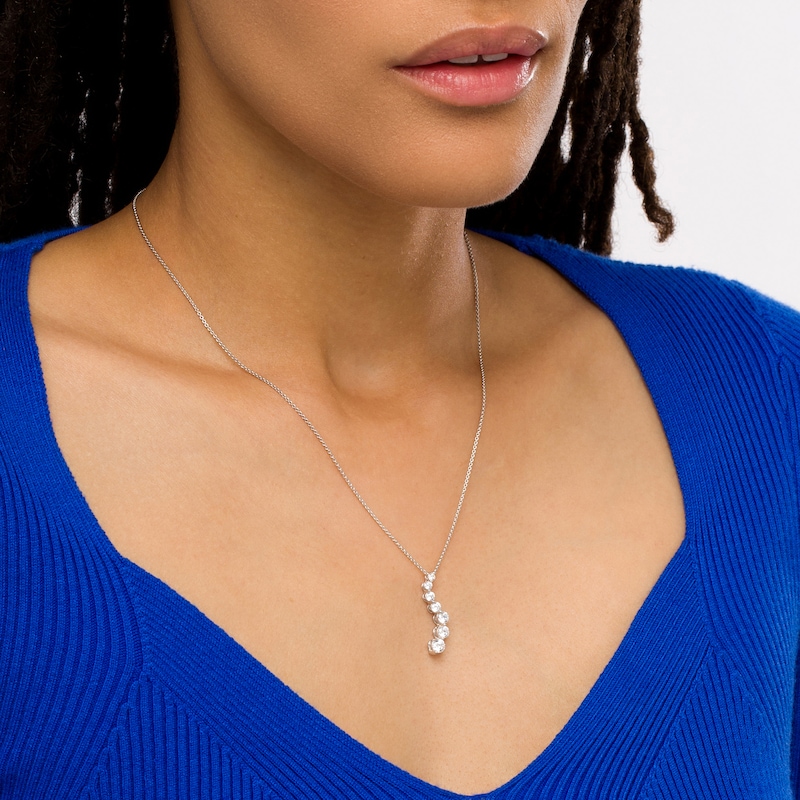 Main Image 2 of 1 CT. T.W. Journey Lab-Grown Diamond Curved Pendant in 14K White Gold (F/SI2)