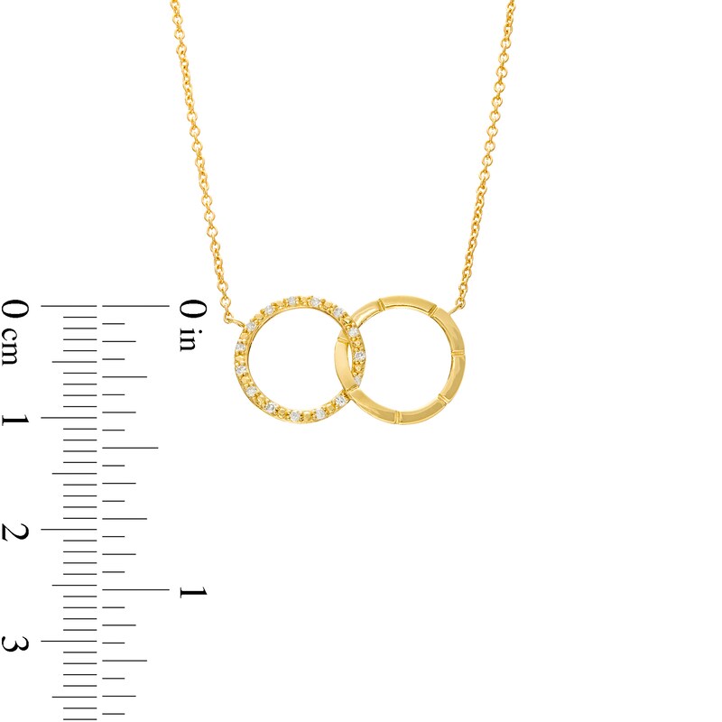 Main Image 3 of 1/20 CT. T.W. Diamond Interlocking Circle Necklace in 10K Gold – 17"