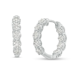 1 CT. T.W. Multi-Diamond Inside-Out Hoop Earrings in 10K White Gold