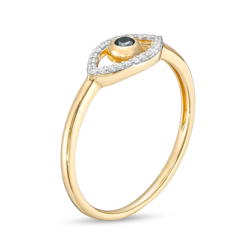 Main Image 3 of 1/10 CT. T.W. Black and White Diamond Evil Eye Ring in 10K Gold