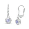 Thumbnail Image 1 of Tanzanite and White Lab-Created Sapphire Frame Drop Earrings in Sterling Silver