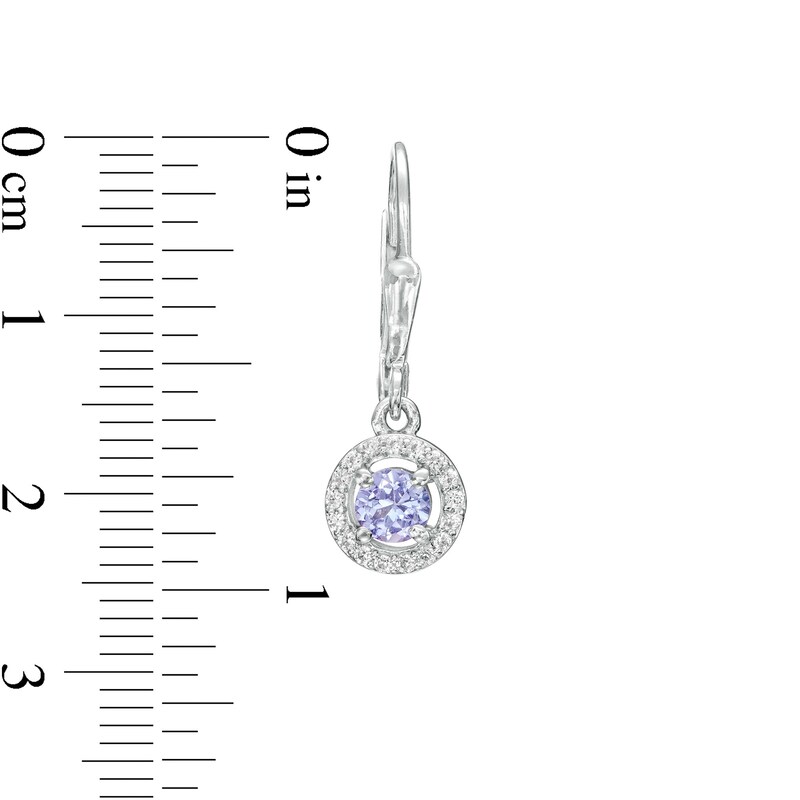 Main Image 3 of Tanzanite and White Lab-Created Sapphire Frame Drop Earrings in Sterling Silver