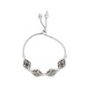 Thumbnail Image 1 of Kite-Shaped Black Mother of Pearl Beaded Frame Bolo Bracelet in Sterling Silver – 10"