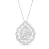 Thumbnail Image 0 of 1 CT. T.W. Pear-Shaped Multi-Diamond Double Scallop Edge Frame Pendant in 10K White Gold