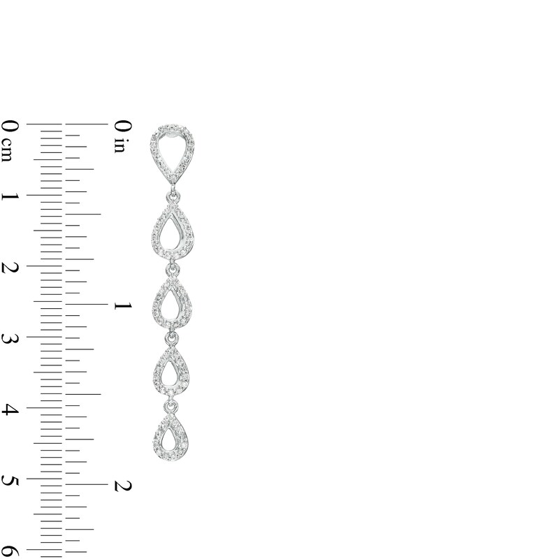 Main Image 3 of 1/2 CT. T.W. Diamond Graduated Open Teardrop-Shaped Drop Earrings in 10K White Gold
