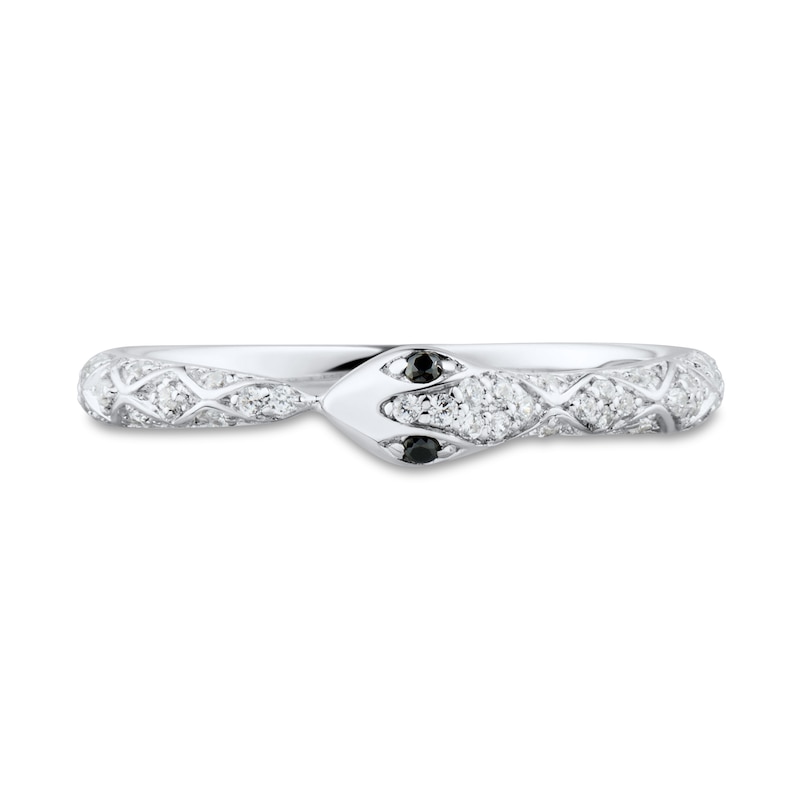 Main Image 2 of 1/8 CT. T.W. Black and White Diamond Snake Ring in Sterling Silver – Size 7