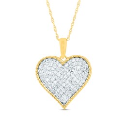 1/2 CT. T.W. Multi-Diamond Heart Pendant in 10K Gold
