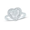 Thumbnail Image 1 of 1/2 CT. T.W. Baguette and Round Multi-Diamond Double Frame Heart Ring in 10K White Gold