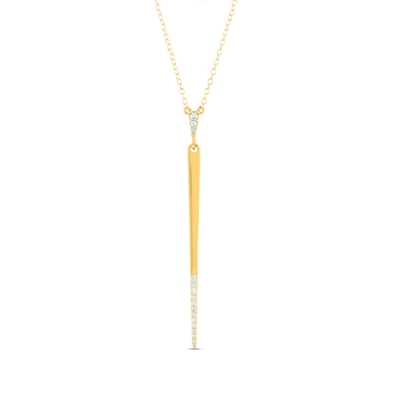 Main Image 1 of 1/8 CT. T.W. Diamond Graduated Linear Bar Drop Necklace in 10K Gold