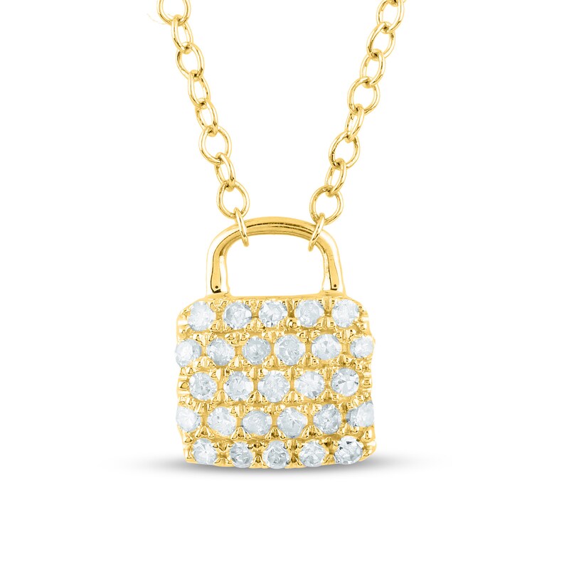 Main Image 1 of 1/5 CT. T.W. Diamond Lock Necklace in 10K Gold