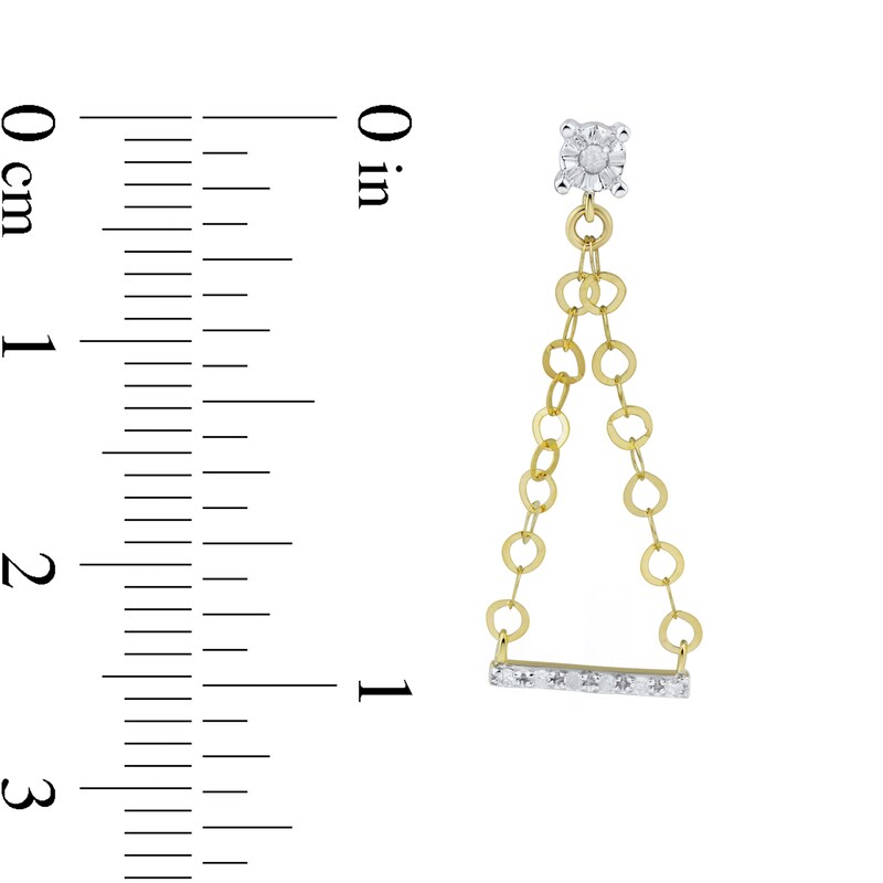 1/20 CT. T.W. Diamond Bar with Chain Drop Earrings in 10K Gold