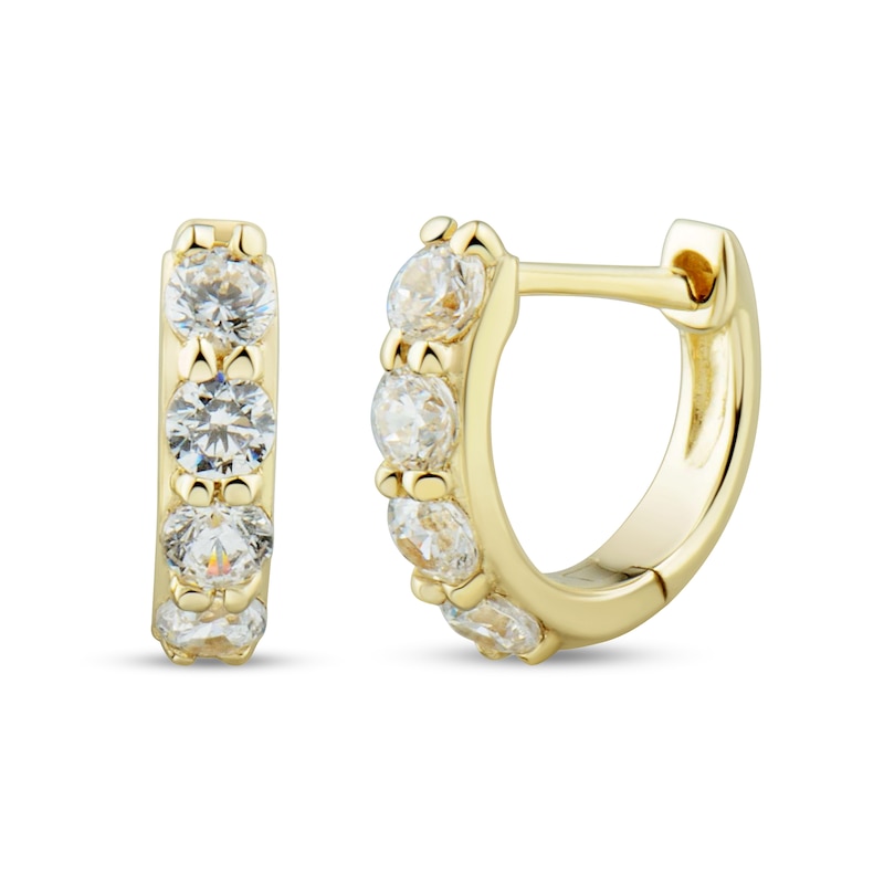 1/5 CT. T.W. Diamond Four Stone Huggie Hoop Earrings in 10K Gold