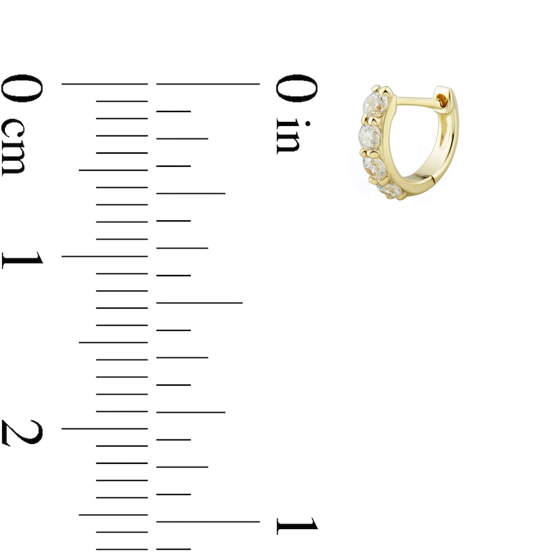 1/5 CT. T.W. Diamond Four Stone Huggie Hoop Earrings in 10K Gold