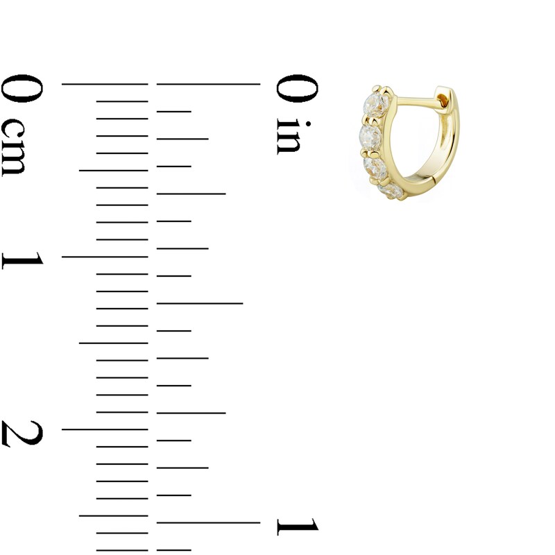 Main Image 2 of 1/5 CT. T.W. Diamond Four Stone Huggie Hoop Earrings in 10K Gold