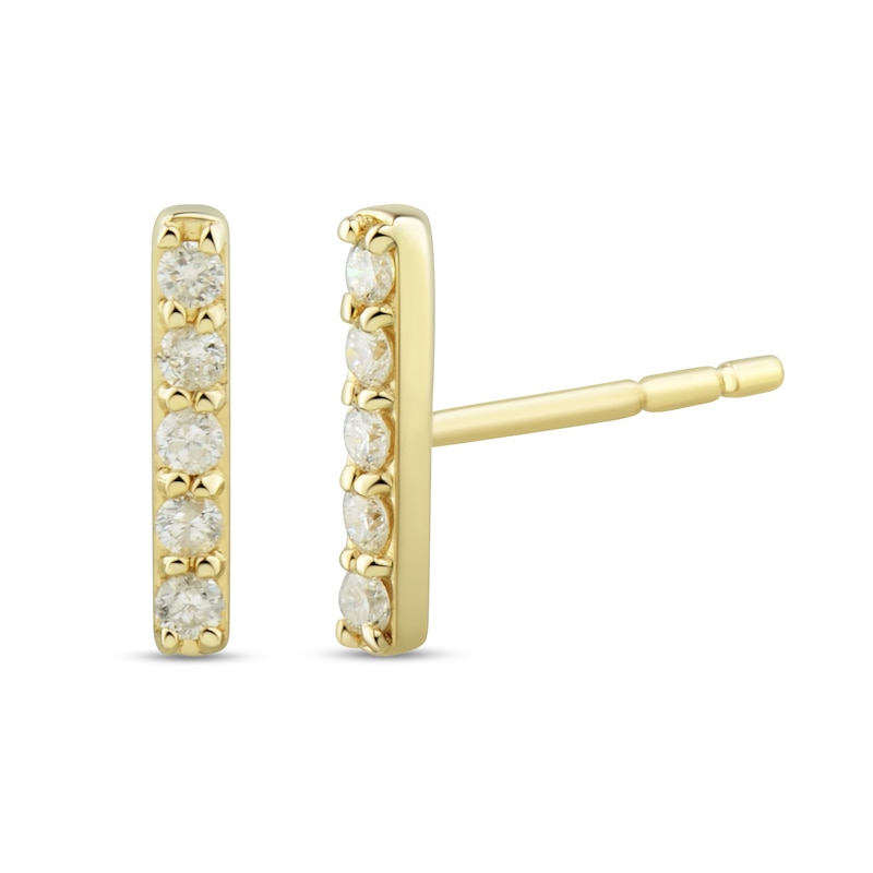 Main Image 1 of 1/10 CT. T.W. Diamond Vertical Bar Stud Earrings in 10K Gold