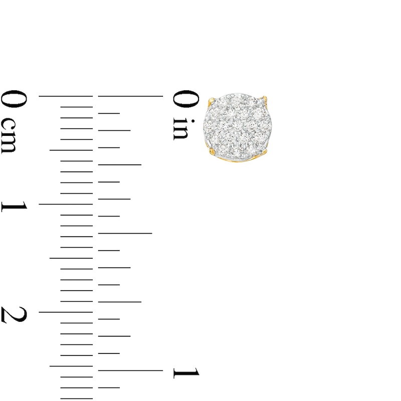 Main Image 3 of Men's 1/4 CT. T.W. Multi-Diamond Stud Earrings in 10K Gold