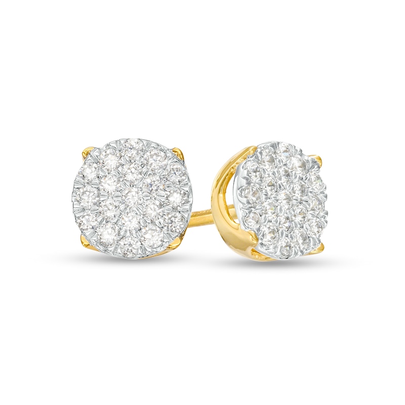 Main Image 1 of Men's 1/2 CT. T.W. Multi-Diamond Stud Earrings in 10K Gold