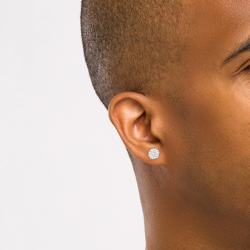 Main Image 2 of Men's 1/2 CT. T.W. Multi-Diamond Stud Earrings in 10K Gold