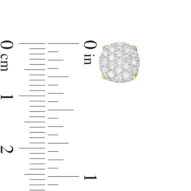 Main Image 3 of Men's 1/2 CT. T.W. Multi-Diamond Stud Earrings in 10K Gold