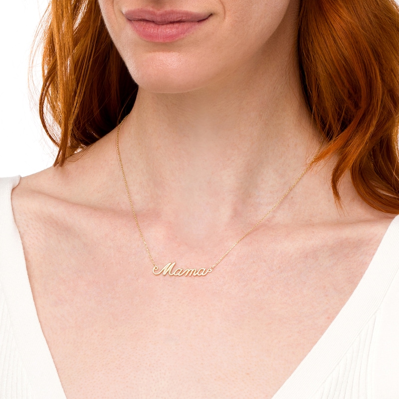 Cursive "Mama" Necklace in 10K Gold