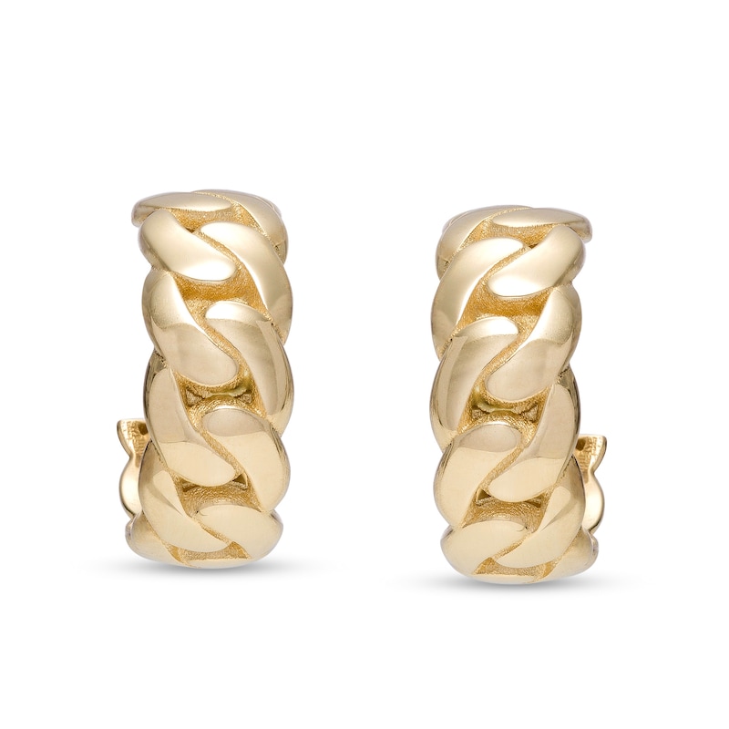 Main Image 1 of 15.0mm Curb Link J-Hoop Earrings in 10K Gold