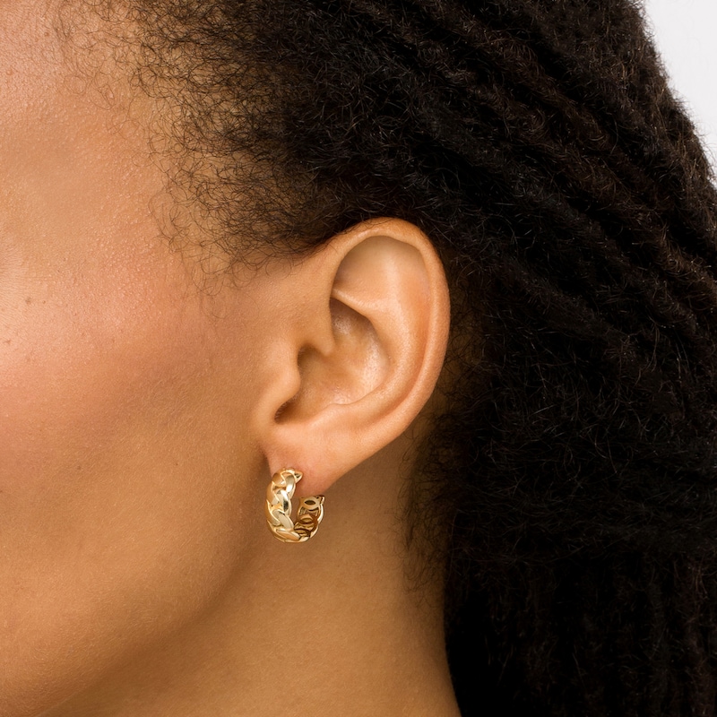 Main Image 2 of 15.0mm Curb Link J-Hoop Earrings in 10K Gold