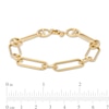 Thumbnail Image 3 of Paper Clip-Style Mariner Station Chain Bracelet in 10K Gold - 7.75"