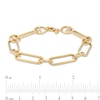 Thumbnail Image 4 of Paper Clip-Style Mariner Station Chain Bracelet in 10K Gold - 7.75"