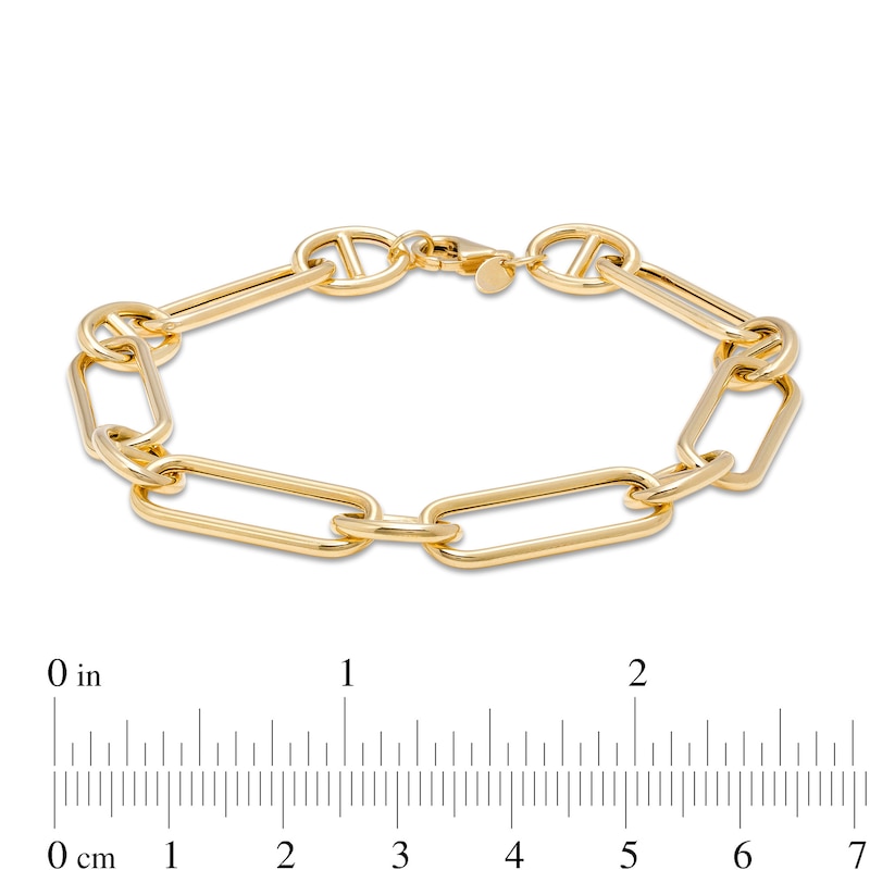 Main Image 4 of Paper Clip-Style Mariner Station Chain Bracelet in 10K Gold - 7.75"
