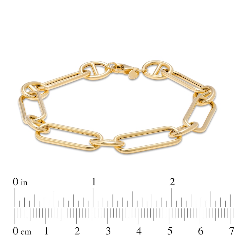 Mama Block Letter Paperclip Chain T-Bar Bracelet in Worn Gold