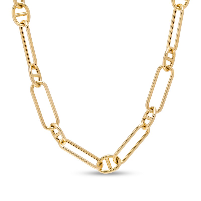 Main Image 1 of Paper Clip-Style Mariner Station Chain Necklace in 10K Gold - 18.75"