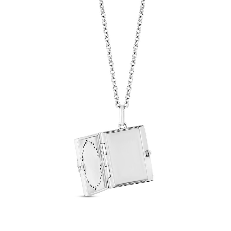Main Image 2 of Enchanted Disney Belle 1/8 CT. T.W. Diamond Book Locket Pendant in Sterling Silver and 10K Rose Gold – 19"