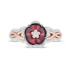 Thumbnail Image 4 of Enchanted Disney Mulan 8.0mm Rhodolite Garnet and 1/5 CT. T.W. Diamond Flower Ring in Sterling Silver and 10K Rose Gold