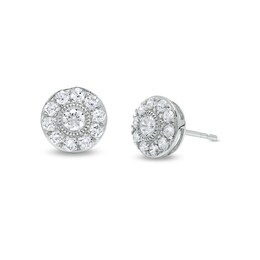 3/4 CT. T.W. Diamond Frame Vintage-Style Stud Earrings in 10K White Gold