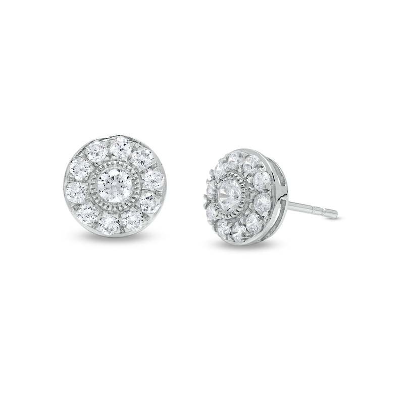 Main Image 1 of 3/4 CT. T.W. Diamond Frame Vintage-Style Stud Earrings in 10K White Gold