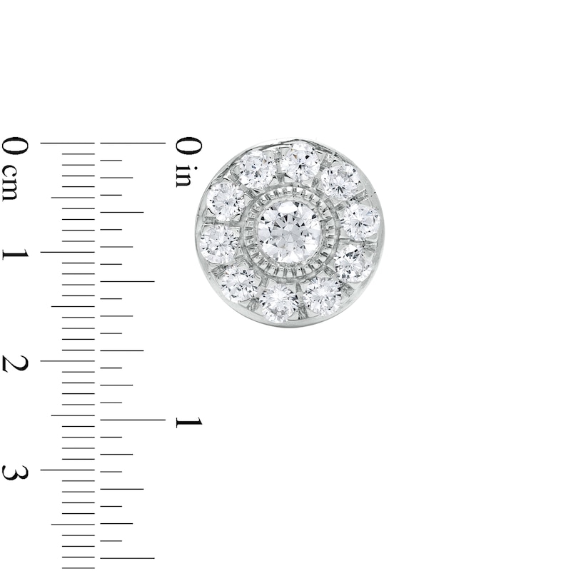 Main Image 3 of 3/4 CT. T.W. Diamond Frame Vintage-Style Stud Earrings in 10K White Gold