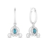 Thumbnail Image 1 of Enchanted Disney Cinderella Blue Topaz and 1/10 CT. T.W. Diamond Carriage Dangle Hoop Earrings in Sterling Silver
