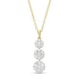 1 CT. T.W. Multi-Diamond Graduated Flower Trio Pendant in 10K Gold