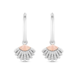 Enchanted Disney Ariel 1/8 CT. T.W. Diamond Seashell Drop Earrings in Sterling Silver and 10K Rose Gold