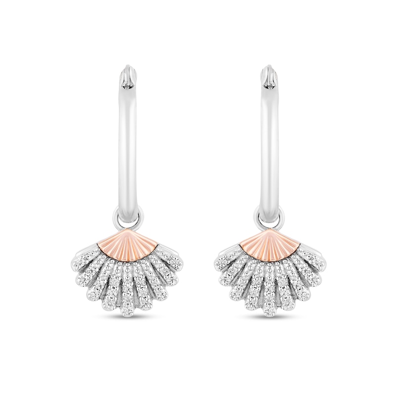 Enchanted Disney Ariel 1/8 CT. T.W. Diamond Seashell Drop Earrings in Sterling Silver and 10K Rose Gold